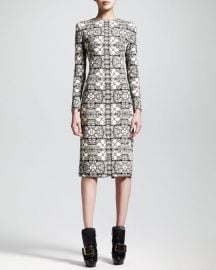 Alexander McQueen Long-Sleeve Stained Glass Sheath Dress at Neiman Marcus